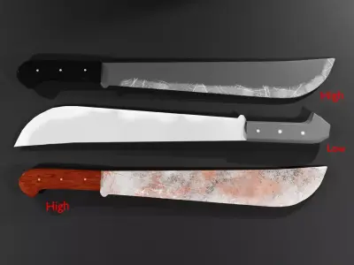 Machete pack Low-poly 3D model