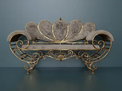 Antique wrought iron sofa 3D model