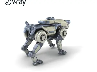 Military Robot Dog Armored Reconnaissance model pack Low-poly 3D model