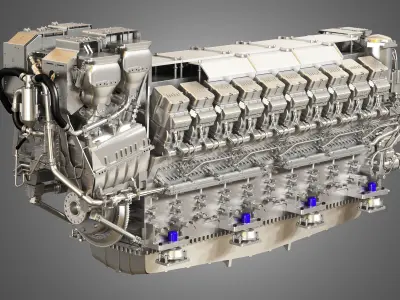 V20 8000 Engine - Marine Diesel Engine  3D model