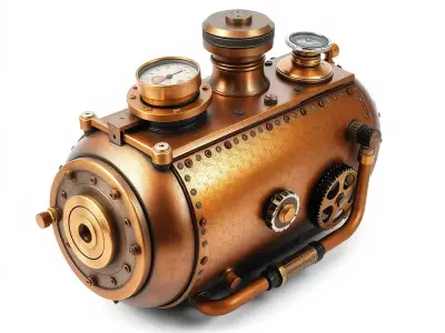 Steampunk Boiler Model Pack Low-poly 3D model