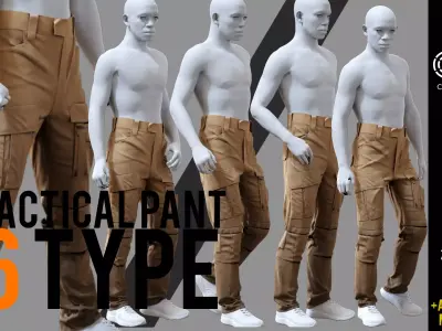 High-Quality GEN2 Tactical Pants 6 pose type marvelous file Low-poly 3D model