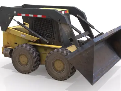 Low Poly 3D Model of Skid-Steer Loader Excavator Low-poly 3D model