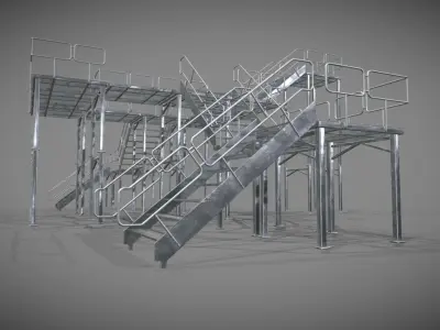 Modular stairs and gantry Low-poly 3D model