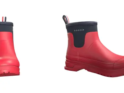 Red Short Rubber Boots 3D model