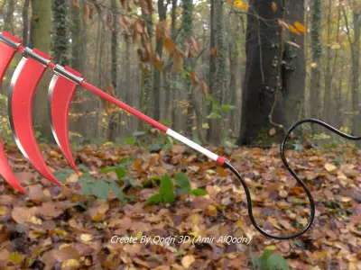Hidan Triple-Bladed Scythe Senjata 3D model 3D model