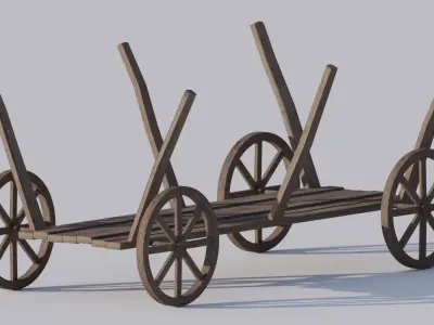 Wodeen cart Low-poly 3D model