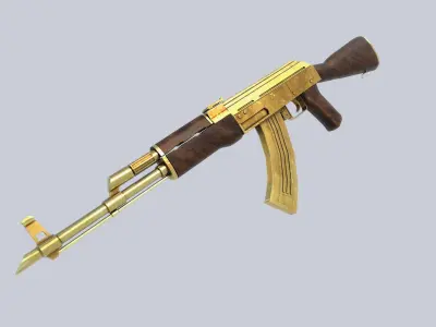 AK47 Royal Gold Low-poly 3D model