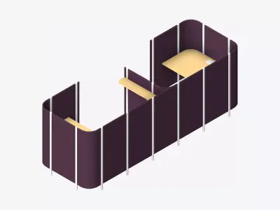 Office Pod - Workspace - Officetec - Back To Back - Same Facing Low-poly 3D model