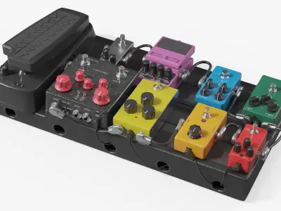 Custom Guitar Effects Pedal Board 3D model