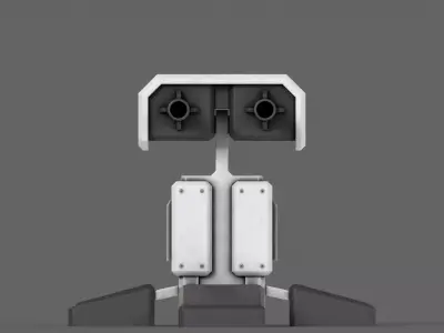 PBR Turret Gun 05 White Low-poly 3D model