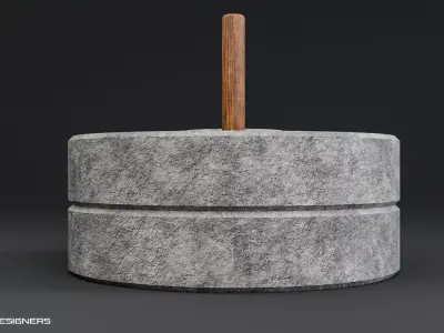 Ancient Millstone Grinder Low-poly 3D model