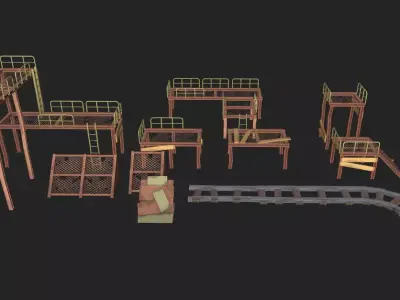 Metal Structures For Gaming Location low-poly models Low-poly 3D model