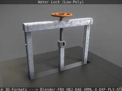 Animated Water Sluice Gate Low-Poly Low-poly 3D model