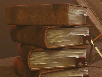 Old books set scene Low-poly 3D model