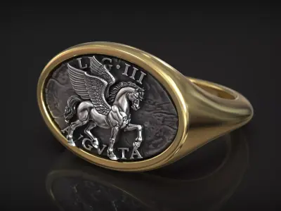 Roman Legion Avgusta Pegasus Winged Horse Antique Ring 3D print model