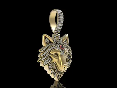 Wolf Diamond Pendant 3D print model