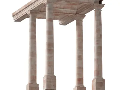 Classic Stone Column Stone Columns Corridor with Columns 3D model