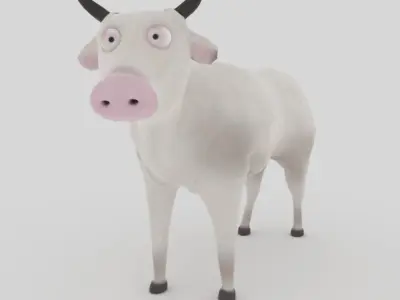 Rigged and Animated Cow Low-poly 3D model