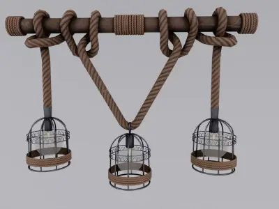 Rope Chandelier - Game Ready Prop Low-poly 3D model