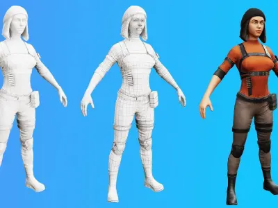 3D Female Terrorist Pack Game Ready AR VR Lowpoly Low-poly 3D model
