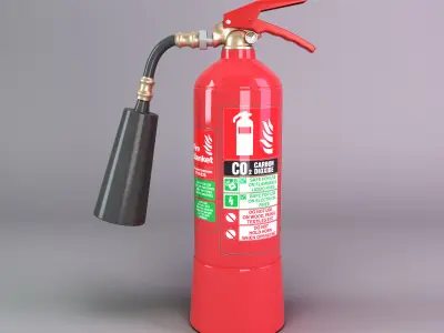 CO2 fire extinguisher Low-poly 3D model