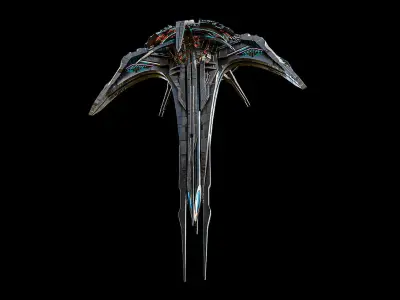 Spaceship Sci-Fi Umbrella Mothership Lowpoly Low-poly 3D model