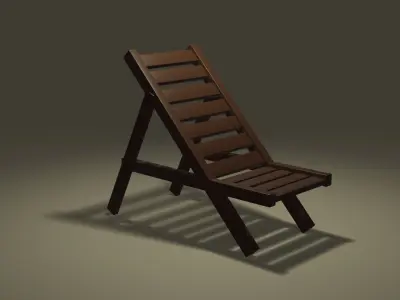 Wooden Lounge Chair Low-poly 3D model purchase