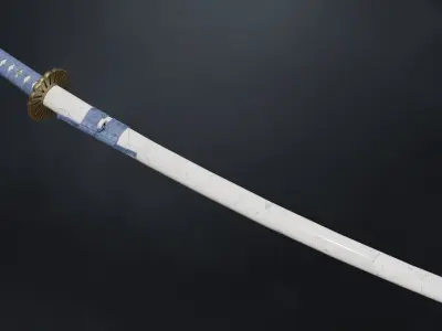PBR Japanese Sword Low-poly 3D model