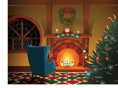 SOFAI christmas with fireplace Free 3D model