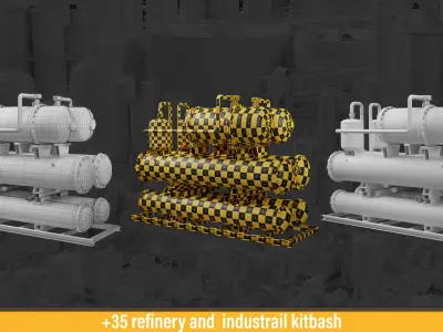refinery and industrail kitbash 3D model
