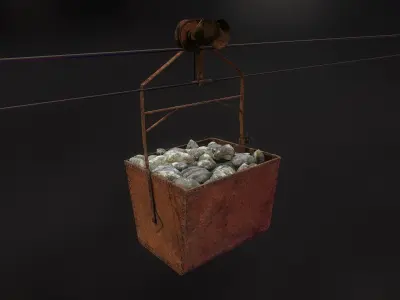 Mine historic ropeway conveyor - mine wagon Low-poly 3D model purchase