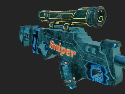 lightning sniper Low-poly 3D model