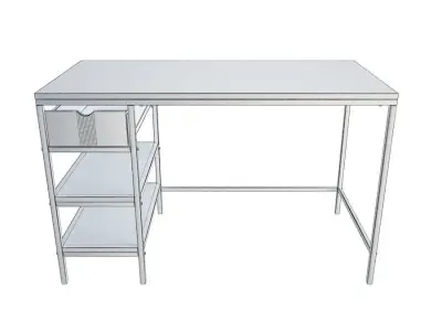 Longisland Industrial Wooden Desk 3D model