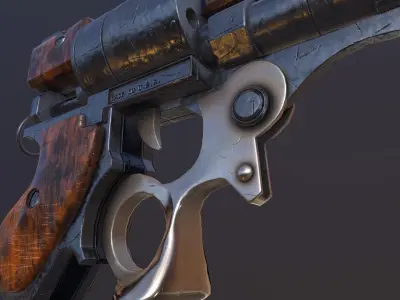 Steampunk  Revolver Low-poly 3D model