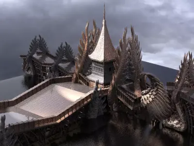 Samurai Emperor Bridge castle kit bash 2 3D model