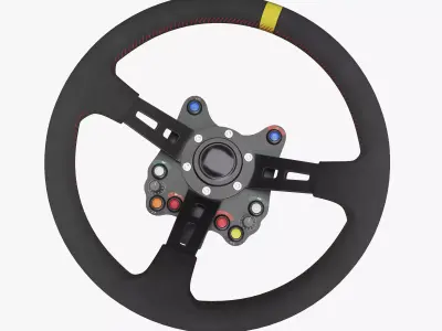 Steering Wheel 01 - Variation C - Red Stiches Low-poly 3D model