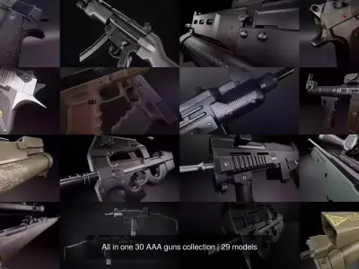 All in one 30 AAA guns collection 3D Model Pack
