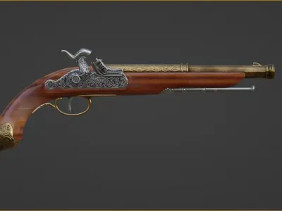 Percussion Gun Brescia Italia 1825 Low-poly 3D model