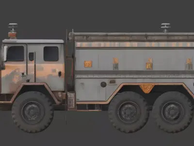 Rusted Apocalypse Industrial Rescue Truck 3D Model Low-poly 3D model