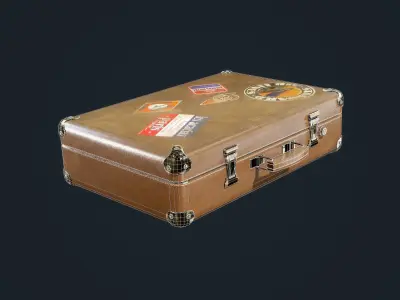 Leather Suitcase Luggage Travel Hotel Game Ready Low-poly 3D model