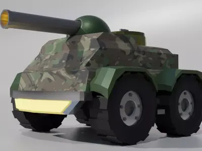 Tank Low Poly camouflaged Low-poly 3D model