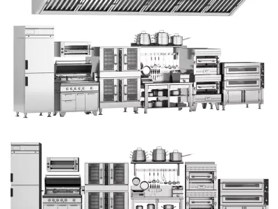 A set of equipment for cafes and restaurants 3D model