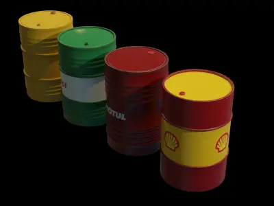 Oil Drums Pack Low-poly 3D model