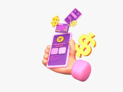 Online flight ticket booking 3D model