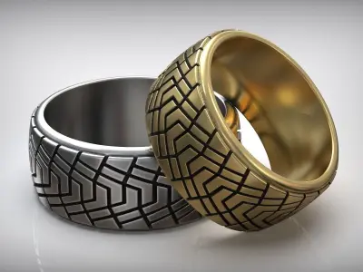 Car Tire Tread Design Mud Wedding Ring 3D print model purchase