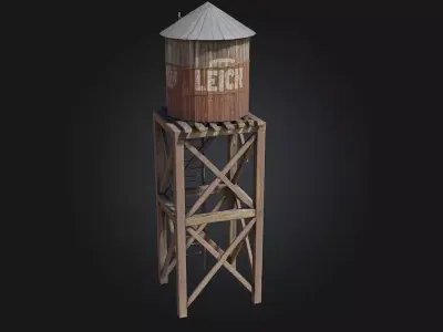 Rustic Water Tower  A Weathered Icon of the Countryside 3D model