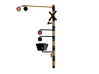 Railway crossing traffic lights 3D model
