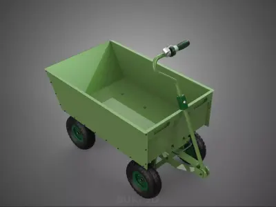 ARMY GREEN MILITARY WHEELBARROW CART TROLLEY WAGON TRUCK VEHICLE 3D model