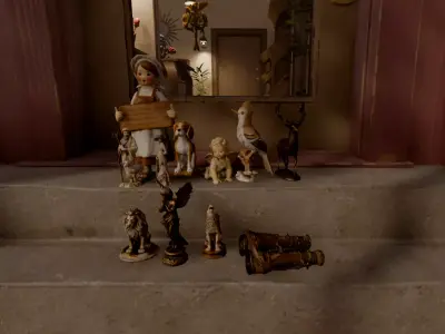 Antique Porcelain and Brass Figurines - PBR Low-poly 3D model